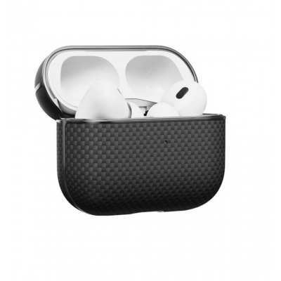 Θήκη Pitaka Aramid Fiber Magnetic 1500D (Plain) για Apple AirPods Pro 2 - ΜΑΥΡΟ/ΓΚΡΙ grained - APM2401